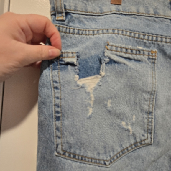 Zara Light Wash Denim Straight Leg Jeans With Lace Up Leg Detail Size 10 - Picture 5 of 5